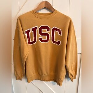 USC Sweatshirt Small Mustard Yellow and Red Large Logo